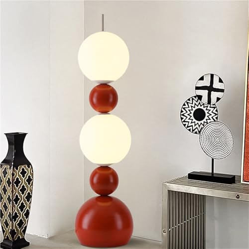 Gilubfckin Modern LED Floor Lamp with Foot Switch, 3-Color Ambient Lighting, Energy-Saving Funky Fruit Design, Dimmable Standing Lamp for Living Room, Bedroom, Trendy Aesthetic Home Decor(Red)