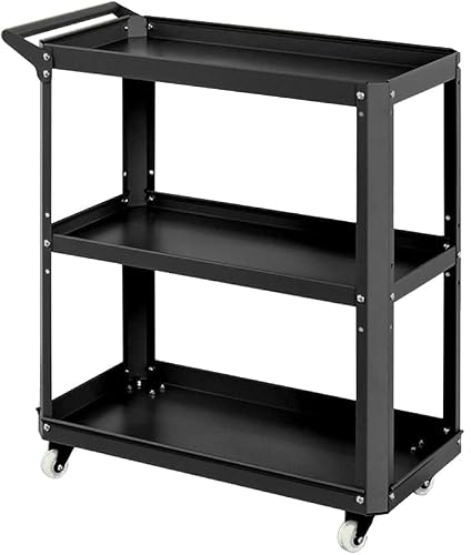 ARTUNV Metal Rolling Flower Cart With Wheels, 3-Tier Plant Display Stand