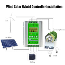 MiBoce Wind Solar Hybrid Charge Controller, Wind Turbine Solar Hybrid MPPT Charge Boost Controller, LCD Smart Display, for Wind Solar Supplementary Power System