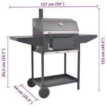 Charcoal Smoker with Thermometer Black