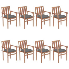 LASWWQMRF 8 Pcs Stackable Solid Teak Patio Dining Chairs with Cushions