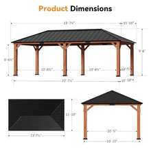 Modern Shade Permanent Wood Gazebo 12x24 with Galvanized Steel Roof