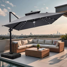 OROTLECT 128'' X 104'' Rectangular Outdoor Solar Led Cantilever Patio Umbrella with Easy-Move Base | One-Person Mobility
