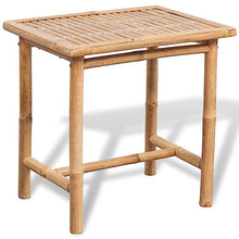 LKJephalotrope 3 Piece Bamboo Bistro Set with White Cushions - Durable Outdoor and Indoor Furniture Set for Patio Garden Balcony and Living Room - 1 Table and 2 Chairs