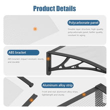 48x120in Window Door Awning One-Piece Seamless Overhang UV/Rainproof Canopy