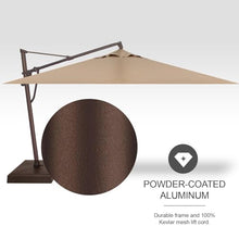 Treasure Garden AKZ PLUS Cantilever Umbrella 10'x13' Rectangular Obravia Sand Canopy and Bronze Frame with Rolling Base