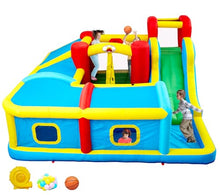 WELLFUNTIME Inflatable Bounce House with Slide, Wave Pool, Basketball Rim, Tunnel