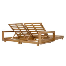 Merax Double Acacia Wood Chaise Lounge Set，4-Position Adjustable Backrests