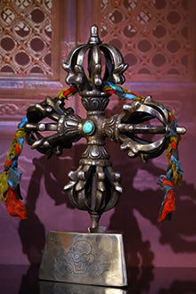 Generic Tibetan Temple Collection Skull Head Cross Nine Shares Vajra Magic Weapon