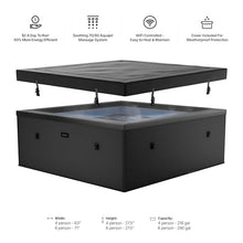 Wave Garda Eco-Foam Hot Tub | Square Energy-Efficient Outdoor Spa with 70 Bubble Jets, Built-in Heater, WiFi App Control and Insulated Cover | Charcoal Black | 4 Person | EnergySave Bundle