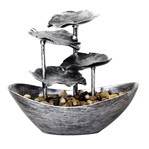 MVUYO FMURY Table Fountain Fountain Waterfall Indoor Table Fountain Water Feature LED Light Statue(E)