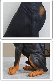 GeRRiT Realistic Doberman Dog Statue, Animal Memorial Figurines, Resin Sculpture Waterproof, Decorated in Outdoor Home Courtyard Grass,Sitting Garden Ornaments,