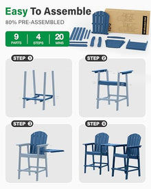 YEFU Tall Adirondack Chairs Set of 4, Oversize Balcony Adirondack Chair Set