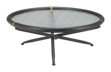 Aneis Coffee Table Black, Black Coffee Table, Modern Style, Tempered Rippled Glass Round Shape Tabletop, Fir Wood, Indoor Living, 39.4" W x 39.4" D x 15.7" H