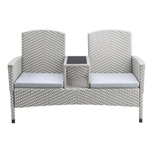 Furniture of America Azur Rattan 2-Piece Loveseat and Trash Can Set in Gray