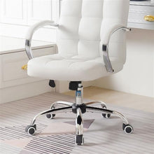 eexbz Comfortable Desk Chair Ergonomic Office Chair High Back Desk Chair - White/Black LeatherSoft Executive Swivel Office Chair - Swivel Arm Chair Home Office Desk Chairs(Black)