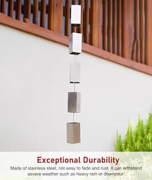WhamtL Channel Link Rain Chain for Heavy Water Flow, Heavy Duty Rust-Resistant Rain Catcher, Silver Stainless Steel Rain Chime Replacement Downspout(Style1,5.5m (18ft))