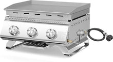 Electactic 3-Burner Stainless Steel 2-in-1 Tabletop Grill and Griddle Combo, 24,000 BTU Portable Flat Top Propane Gas Grill for Commercial BBQ, Outdoor Cooking, Camping, Tailgates & Backyard