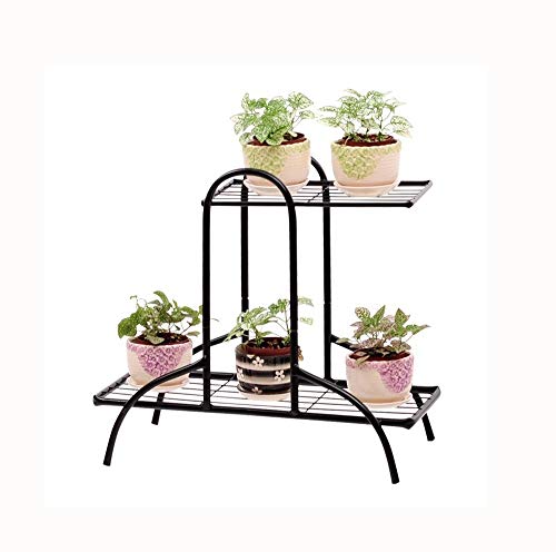 2 Tiers Flower Pot Iron Metal Shelves Floor-Standing Plant Display Stand Plant Succulent Pot Rack Garden Patio Home Decor Rack
