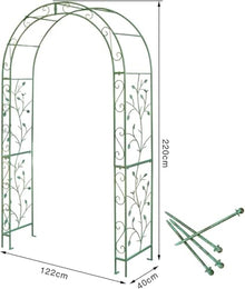 SDVantage Heavy Duty Garden Arch for Climbing Plants - Metal Support with Ground Spikes for Outdoor Indoor Decor, Ideal for Vines, Flowers, and Garden Pathways,Green220X122X40Cm