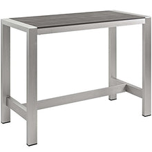 Modway Shore 7-Piece Aluminum Outdoor Patio Pub Bistro Set Silver Gray