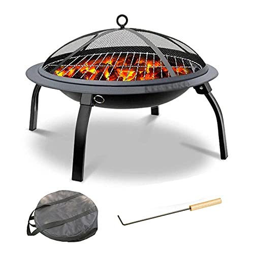 Portable firepits for Outside,Foldable fire Bowls,2-in-1 Fireplace/Grill,with Spark Protection&Carrying Bag,Robust,Compact,for Outdoor Camping,Motorhome Trips,?56cm