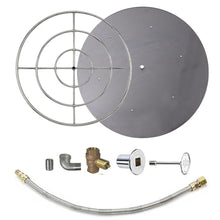 Spotix AFG Match Lit Fire Pit Burner Kit (SS-FR-36KIT-PAN-NG-MSCB), Round, 36-Inch Burner, 42-Inch Flat Pan, Natural Gas, Polished Chrome, with Flange, Key, Valve, Flex Line and Fittings