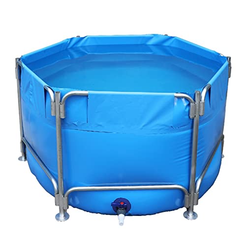 Above Ground Circular Canvas Fish Pond, Aquarium Pool Pond With Stand Upgrade Large Water Tank Outdoor Family Pool With Drain Valve Easy Drainage For Aquaculture ( Color : Blue , Size : 1.5x0.8m )