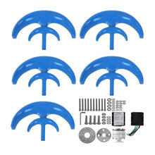 48V,HYZHANHONG 10000W Vertical Axis Wind Turbine Generator, 5 Blades Wind Turbine Kit 2M/S Wind Speed Starting Wind Power Generator for Home, Camping -Blue