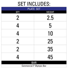 XMark Olympic Weight Set 365 lb TEXAS STAR Rubber-Coated Bar & Weight Set Black
