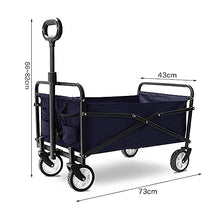 PUCNHZYNW Handcart, Folding Garden Trolley Cart Heavy Duty Wagon Multi-Function Shopping Cart for Outdoor Camping Beach Supermarket Pull Truck with 4 Wheels, Load 60Kg/Black