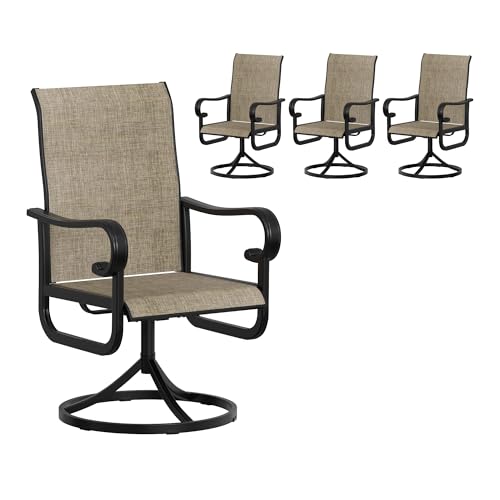 GarveeLife Patio Swivel Chair Set of 4, High Back Outdoor Dining Chairs
