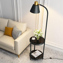 ZHONGCHENGWU Floor Lamp Floor Lamp with Shelves, Mid Century Modern Standing Lamps, Rustic Side Table Lamp for Bedroom & Living Room(Gold)