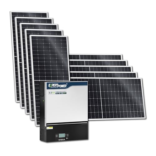 ExpertPower 5400W Solar Power System Kit | 48V - 120V 6.5KW Hybrid Solar Inverter, 540W Bifacial Solar Panels x 10, 120A MPPT Controller | Residential, Back Up, Home, Cabin, Off Grid