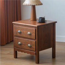 SONGCHAO Night Stand Vintage Cherry Wood Bedside Table with Drawer Side Table Outdoor Small Side Table Home Beverage Table Living Room Tables