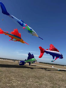 TiffyDance 56 Ft 3D Inflatable Swordfish Kite Pendant Red Blue