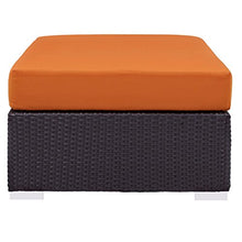 Modern Contemporary Urban Design Outdoor Patio Balcony Rectangle Ottoman, Orange, Rattan