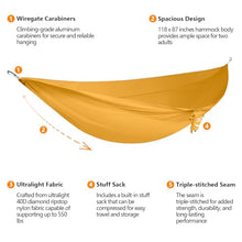 anymaka Set Up in 3 Seconds Adjustable Portable Aluminum Alloy Hammock Stand for Outside with Chair Mode & Lounge Mode up to 105'' (Hammock Set Sunset Yellow)