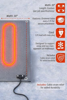 RHS Electric Heated Snow Melting Mat, 30 in x 4 ft Non-Slip Outdoor Walkway