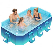 Foldable Above Ground Pool, Rectangular Family Kiddie Wading Paddling Pool