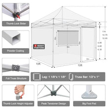 Eurmax USA 10x10 Pop Up Canopy Tent,Commercial Tent with Patented No-Tip Rolling Bag,4 Zippered Removable Walls,UV & Water Resistant Canopy Top,Heavy Duty Outdoor Gazebo,Instant Shelter(Navy Blue)