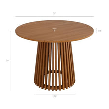 Modway Lane 39 Inch Teak Wood Outdoor Round Dining Table for 4 in Natural – Slatted Patio Table with Umbrella Hole and Pedestal Base for Patio, Balcony, Deck, Backyard, Terrace Or Sunroom