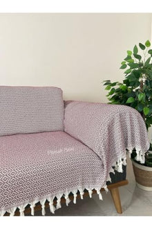 SODEF Buldan Woven Cotton Sofa Cover 71x118 Inches Burgundy Large Size Couch Protector Blanket for 3-Seater Sofa Bedspread Picnic Mat