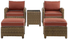 Afuera Living 5-Piece Outdoor Chair Set, Wicker/Rattan, Gray/Weathered Brown Finish, Steel Frame, All-Weather Cushions, Modular Design with Side Table, Patio Seating and Relaxation