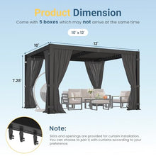 Pergola 10' x 12' with Aluminum Frame and Adjustable Louvered Roof