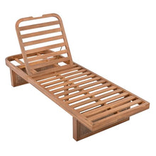 callmego Acacia Wood Outdoor Lounger Set with PE Rattan and Slat Side Table for Patio or Poolside Use