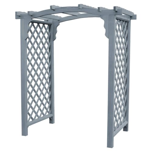 Keystone Amish Co. Newberry Pressure Treated Pine Garden Arbor, Heavy Duty Outdoor Archway Trellis, Amish Crafted, Made in USA, 4-Foot, Grey Stain