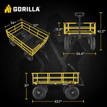 Gorilla Carts Steel Garden Cart, 4-Wheel Yard Cart, 1500 lb Capacity