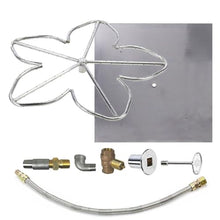 Spotix HPC Penta Match Lit Fire Pit Burner Kit with 12-Inch Stainless Steel Burner and 18-Inch Square Flat Pan, Propane, Polished Chrome, with Flange, Key, Valve, Flex Line and Fittings