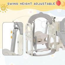 Miscoos 7-in-1 Toddler Playset with Slide, Swing & Basketball Hoop Gray+White